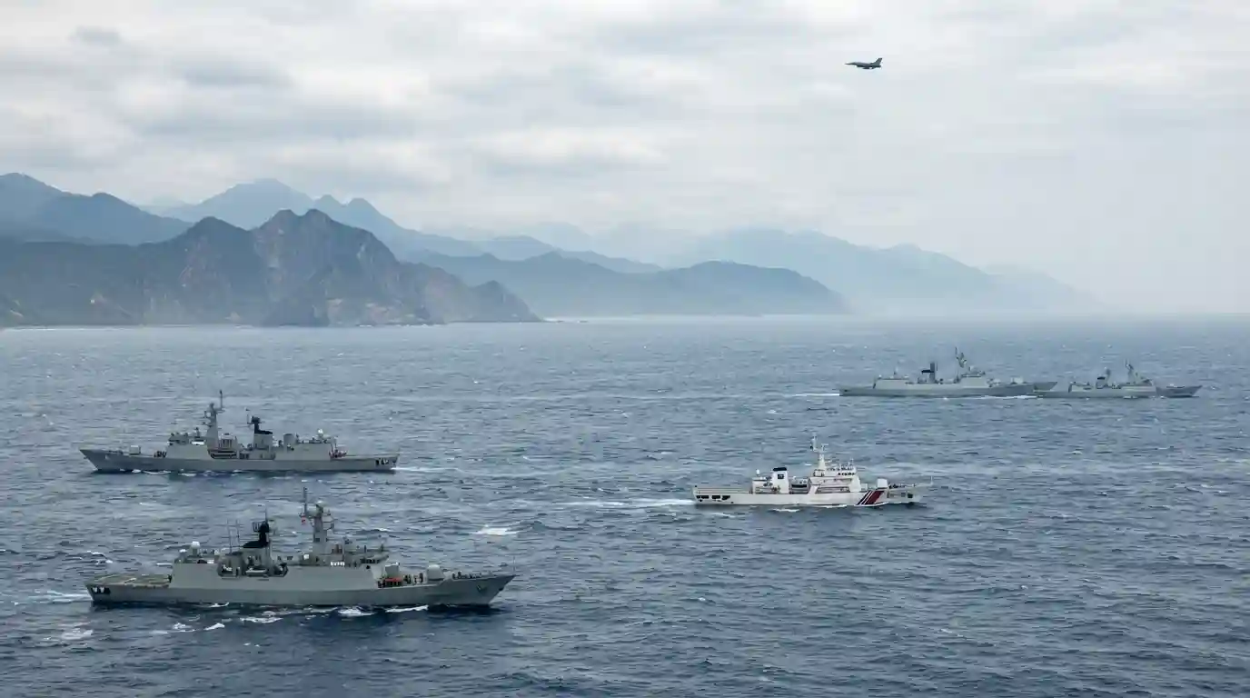 Naval and coast guard vessels operating near Taiwan amid regional tensions
