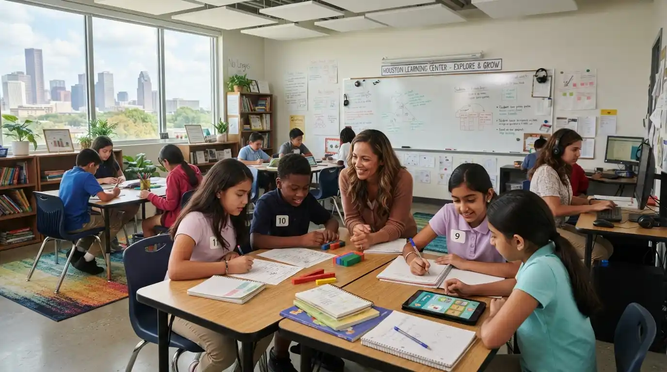 Students working with educators in a supportive classroom learning environment