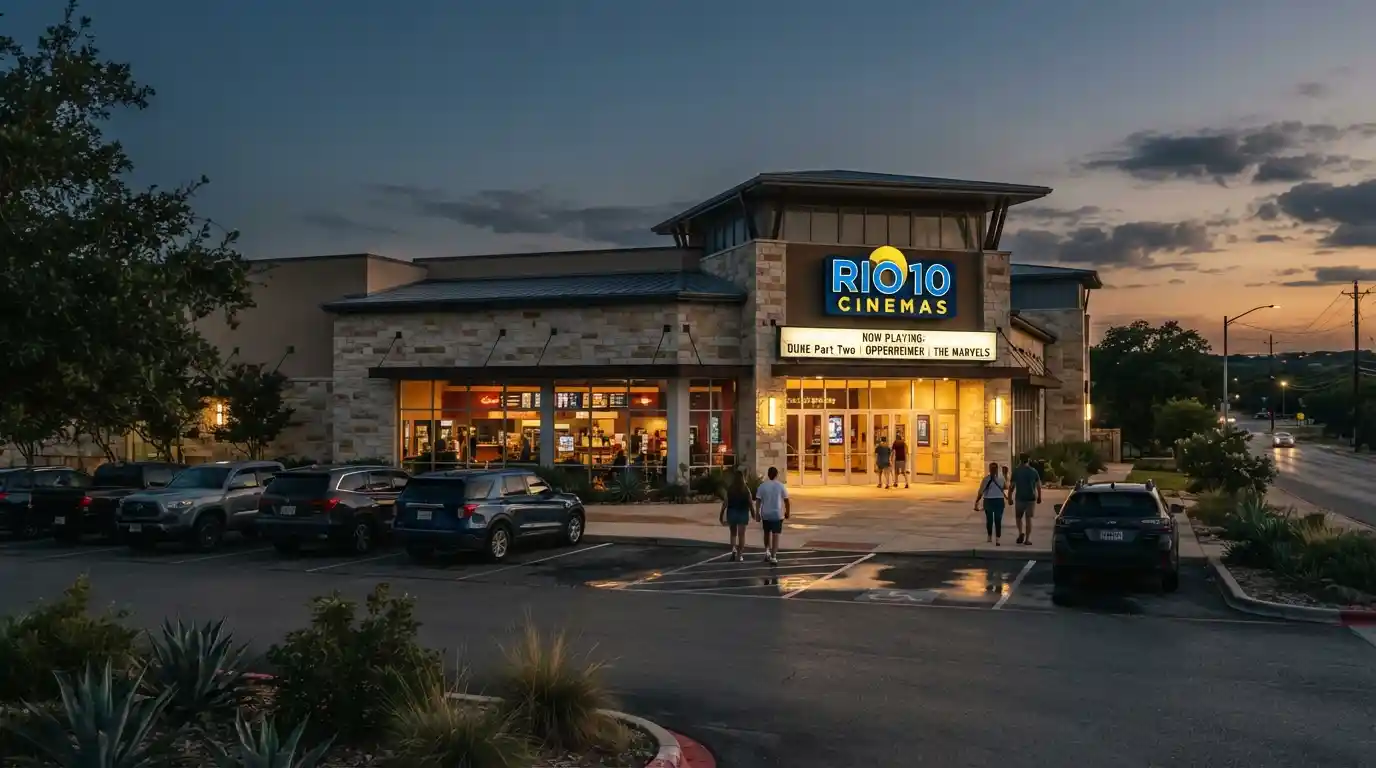Rio 10 Cinemas in Kerrville, Texas during an evening movie outing