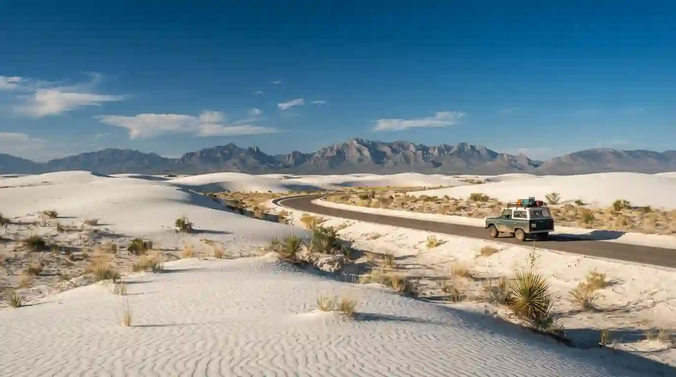 Scenic New Mexico desert landscape with mountains during summer