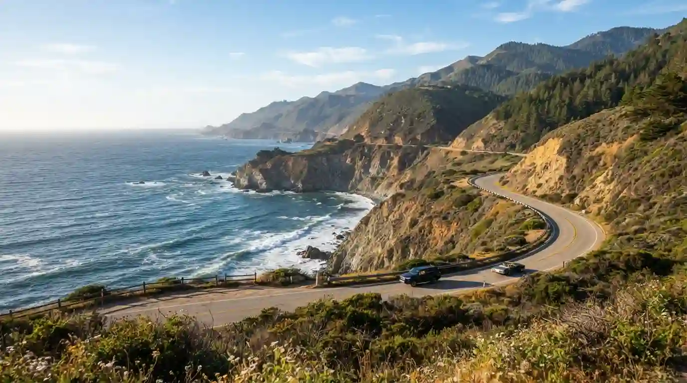 Scenic California coastline and summer travel landscape