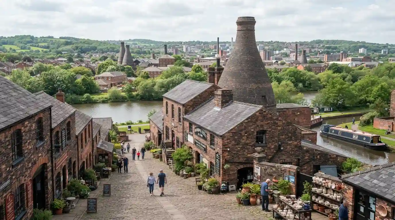 Historic pottery heritage and scenic surroundings in Stoke-on-Trent, England