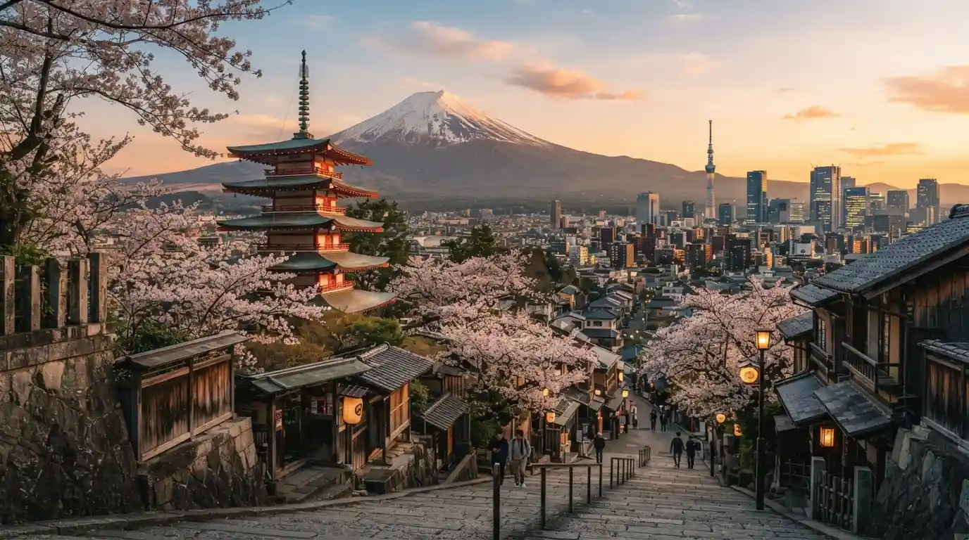 Mount Fuji and traditional Japanese scenery representing top travel destinations in Japan