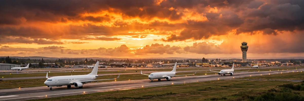 Airplanes on a runway at sunset — cheapest airlines in the USA 2026