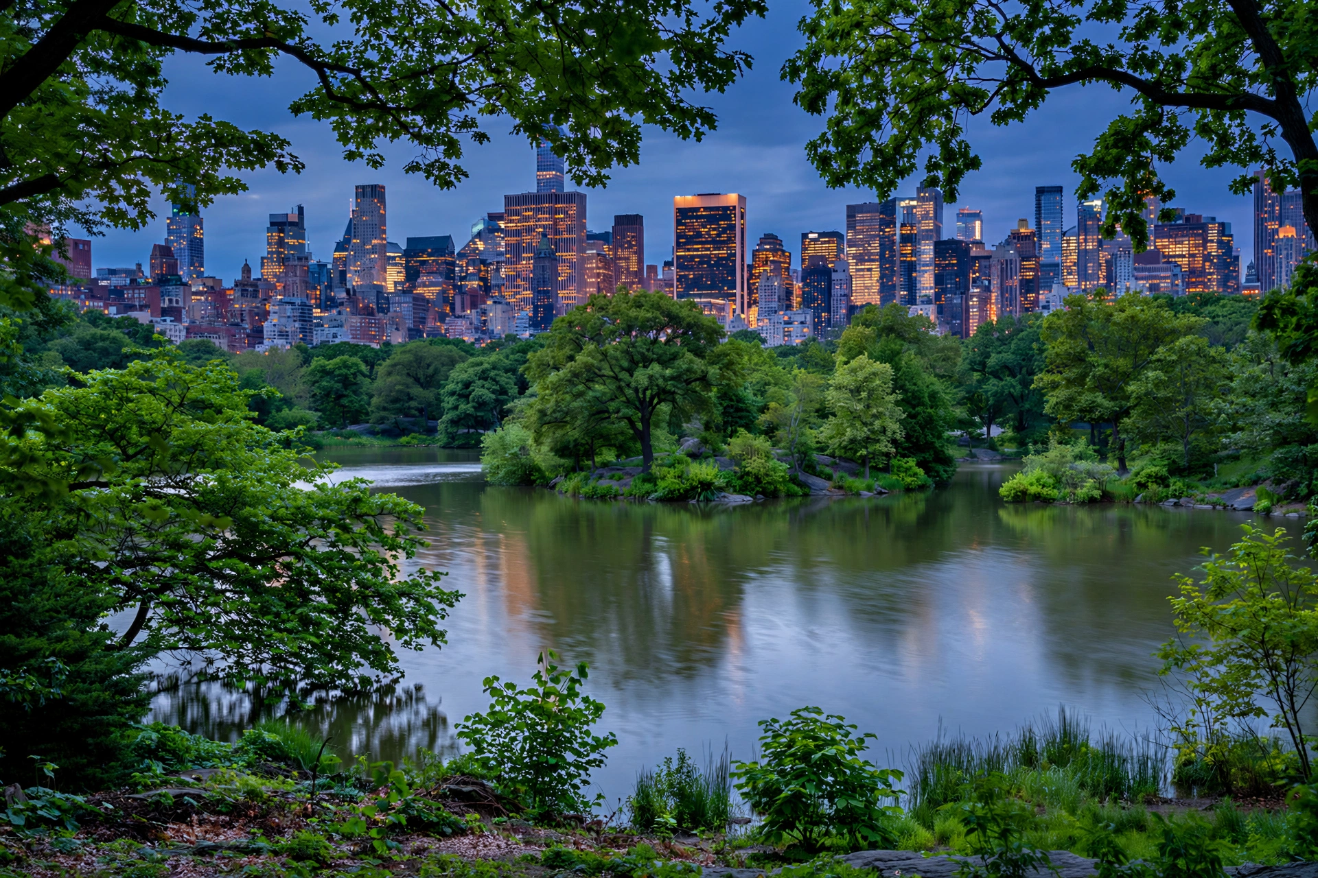New York City skyline at dusk over Central Park — free things to do in New York City