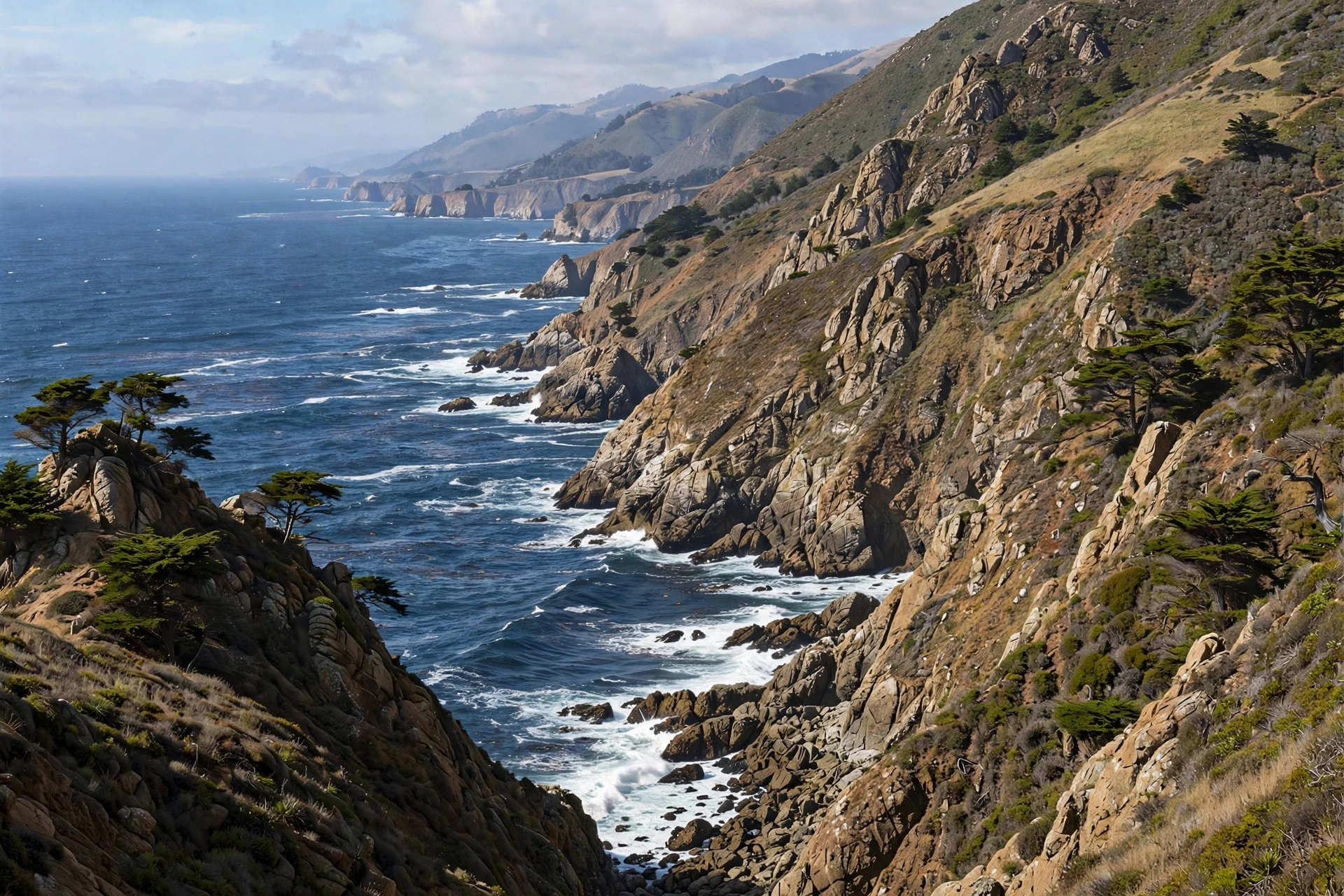 Big Sur cliffs along the California coast highway